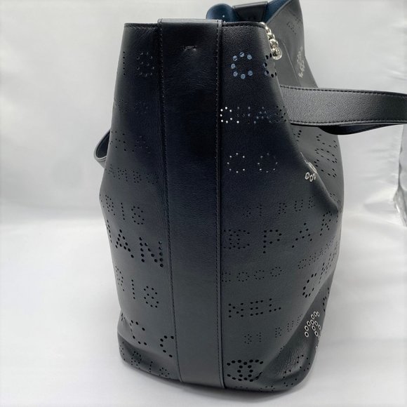Chanel Black Logo Eyelets Shopping Tote Perforated Calfskin with Silver Hardware - Picture 5 of 14
